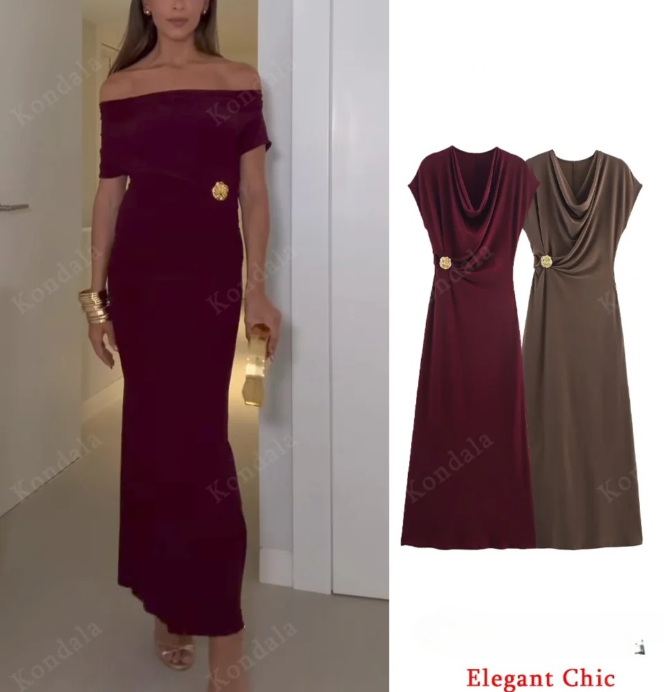 Street Fashion Fall 2025 - KONDALA Elegant Slim Dating Dress O-Neck