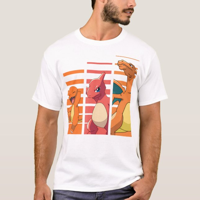Street Fashion Evolution - Pokémon Charmander Evolutions Print T-shirt Cotton