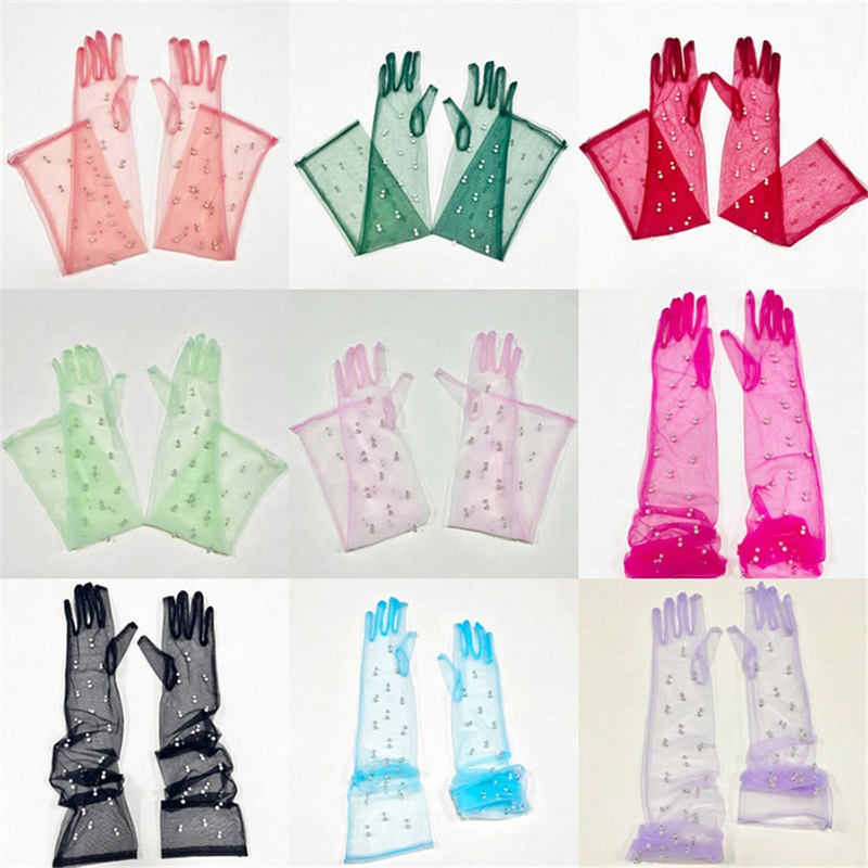 Street Fashion Gloves - 55CM Sexy Lace Thin Hollow Transparent
