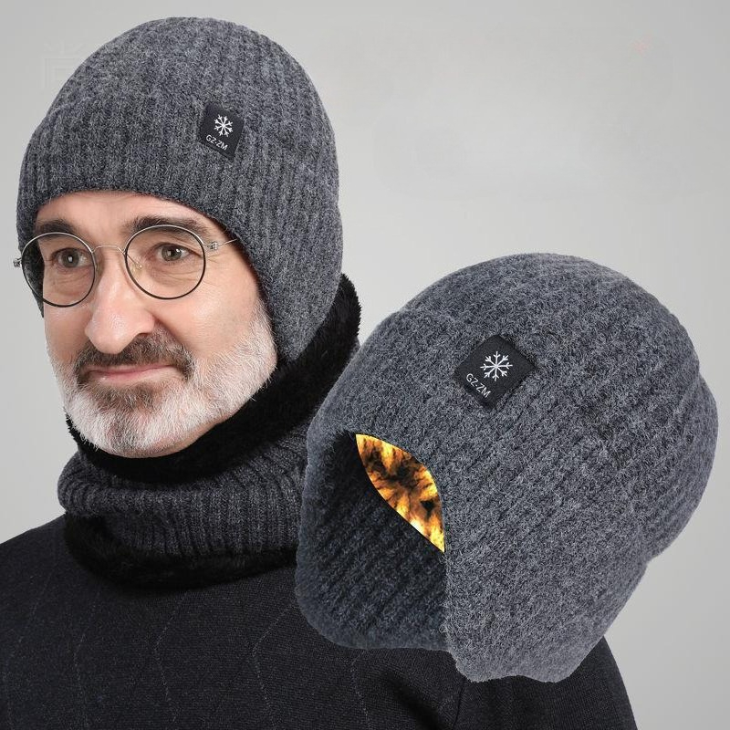 Street Fashion Gloves - Men Winter Knitted Hat Plush Warmth