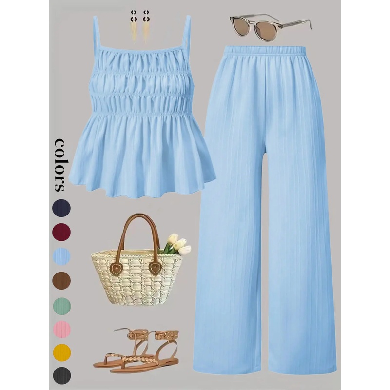 Two-Piece Set Women's Solid Co - Street Fashion Events ulasan dan harga