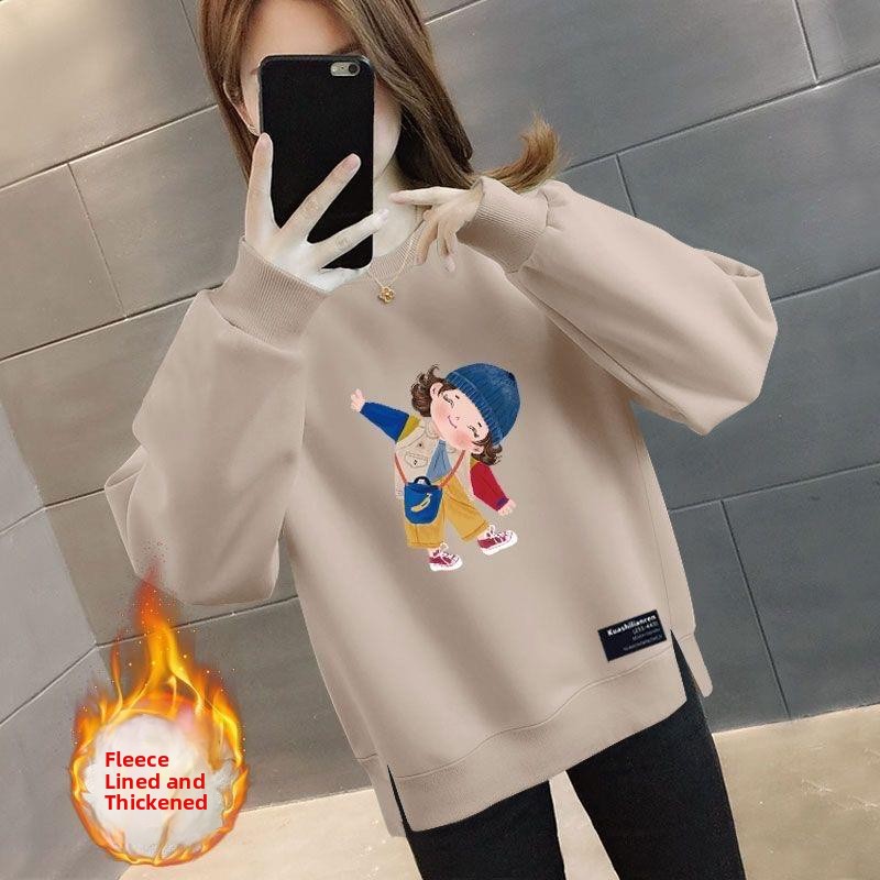 Thickened Fleece Oversize Loos - Oversized Crewneck Fleece ulasan dan harga