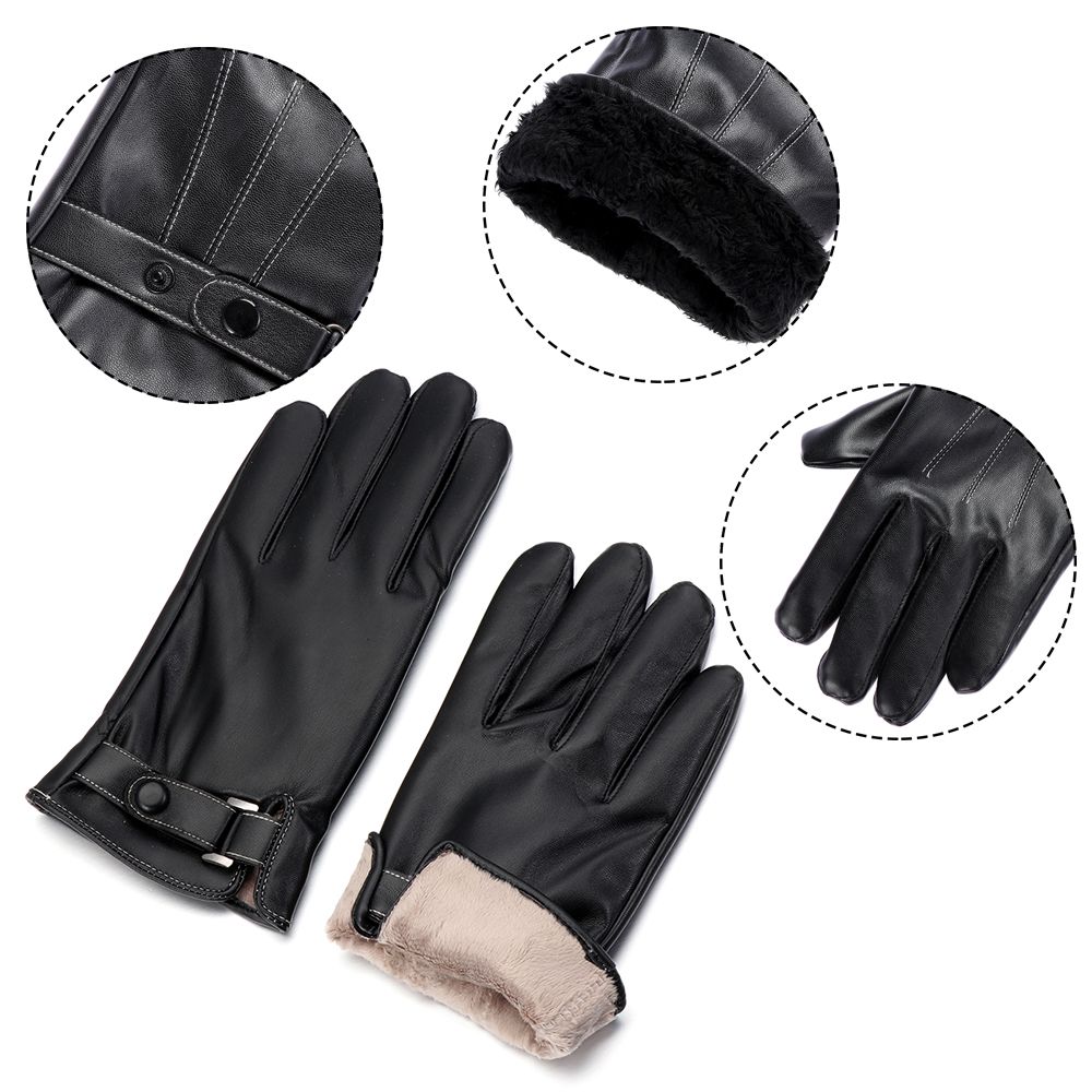 Men's Fleece Thermal Leather G - Street Fashion Gloves ulasan dan harga