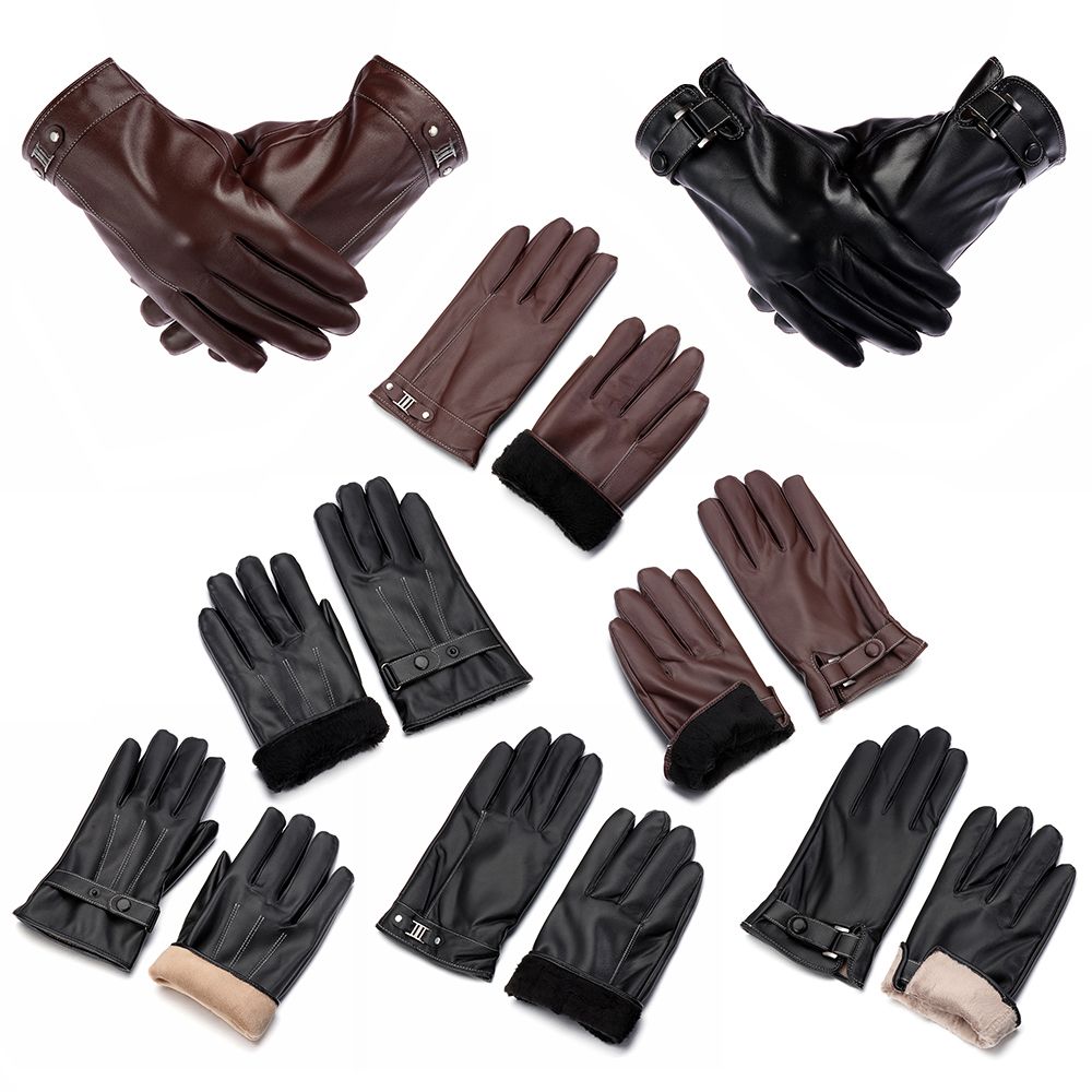 Men's Fleece Thermal Leather G - Street Fashion Gloves ulasan dan harga
