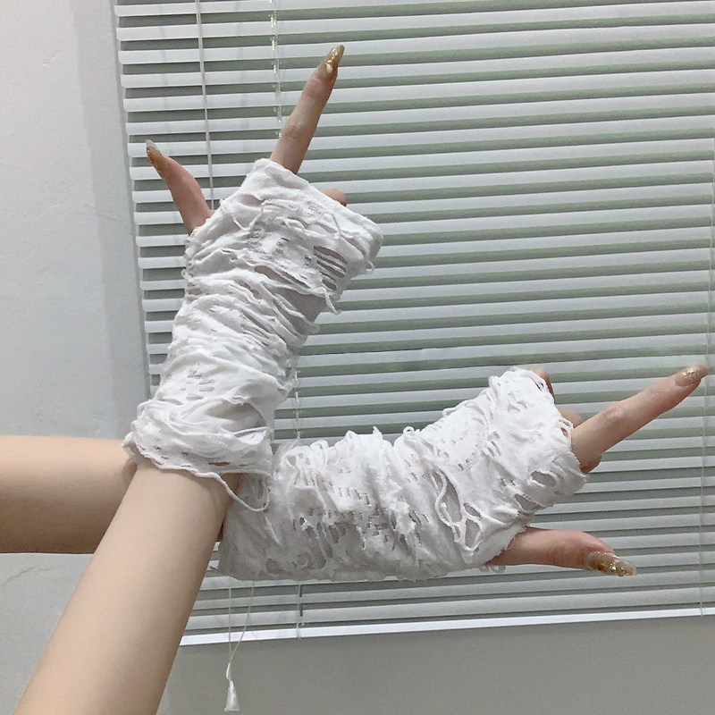 Yueqiu Girl Alt Fashion Ripped - Street Fashion Gloves ulasan dan harga