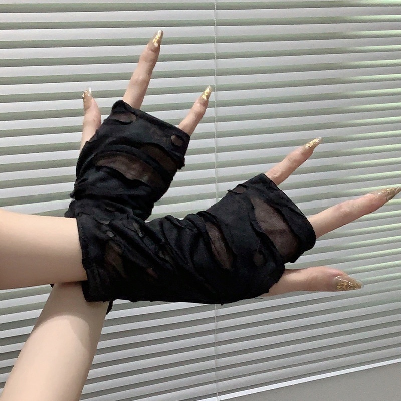 Yueqiu Girl Alt Fashion Ripped - Street Fashion Gloves ulasan dan harga