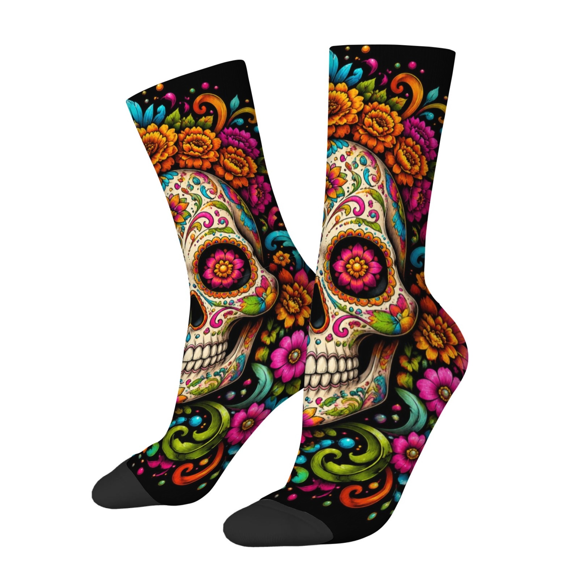 Fun and Novel Floral Skull Pri - Quirky Street Fashion ulasan dan harga