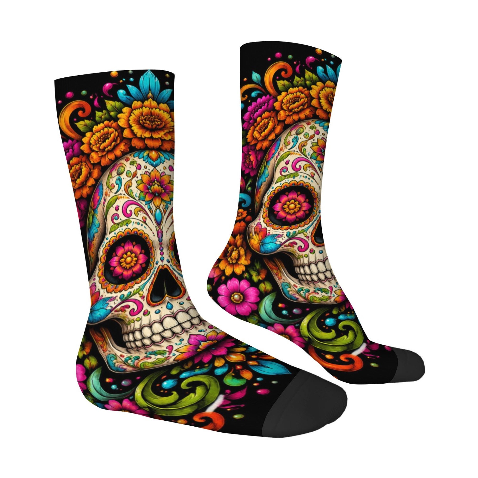 Fun and Novel Floral Skull Pri - Quirky Street Fashion ulasan dan harga