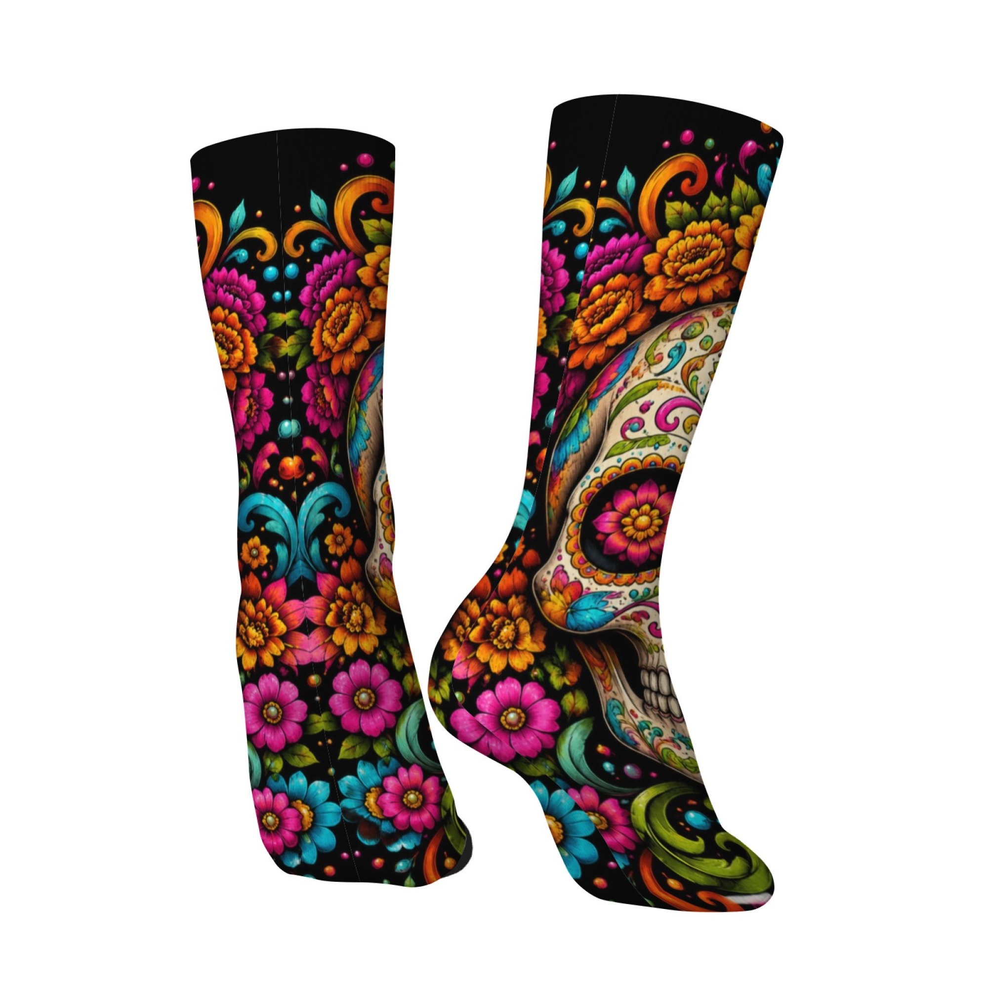 Fun and Novel Floral Skull Pri - Quirky Street Fashion ulasan dan harga