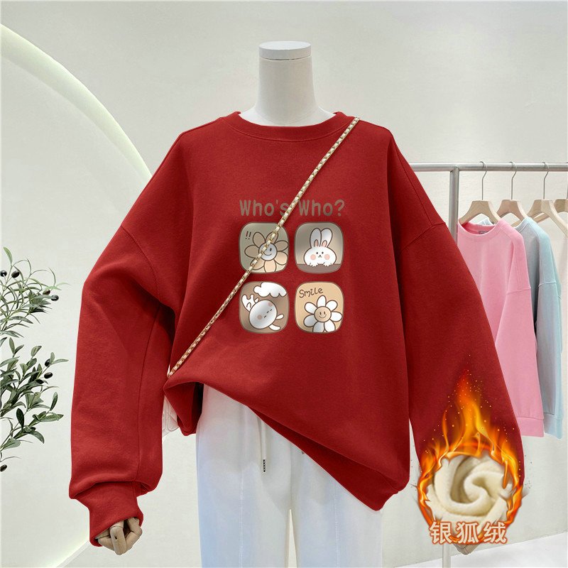 Women Lazy Style Crew Neck Swe - Oversized Crewneck Fleece ulasan dan harga