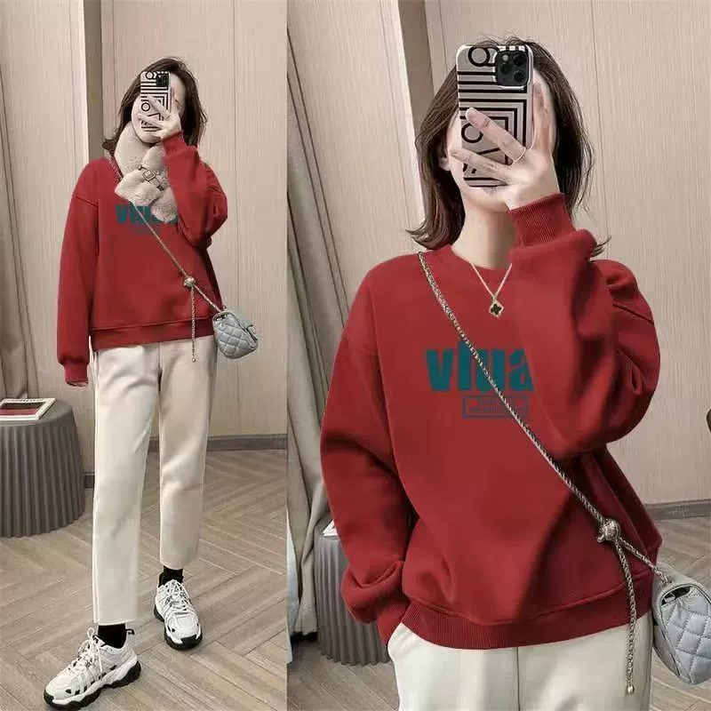 Oversized Crew Neck Sweatshirt - Oversized Crewneck Fleece ulasan dan harga
