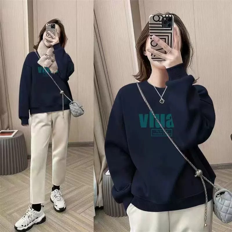 Oversized Crew Neck Sweatshirt - Oversized Crewneck Fleece ulasan dan harga
