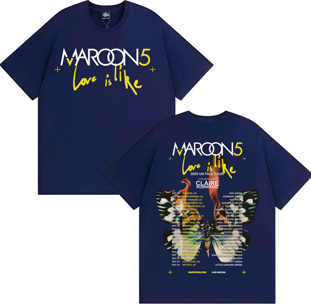 Band Maroon 5 Love Is Like US  - Street Fashion Fall 2025 ulasan dan harga