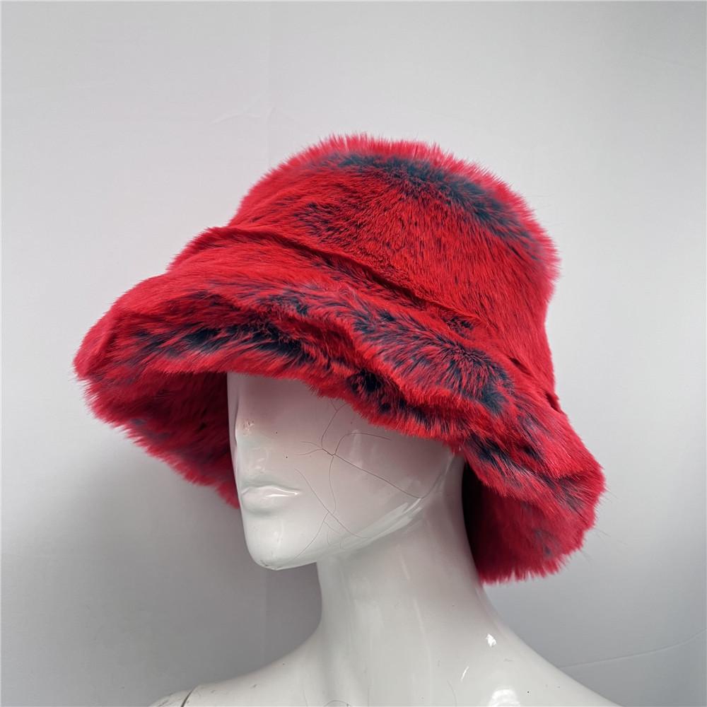 Fluffy Artificial Fur Bucket H - Bucket Hat Embroidered ulasan dan harga