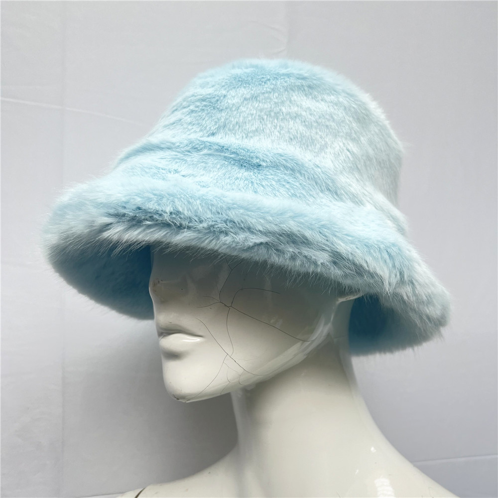 Fluffy Artificial Fur Bucket H - Bucket Hat Embroidered ulasan dan harga