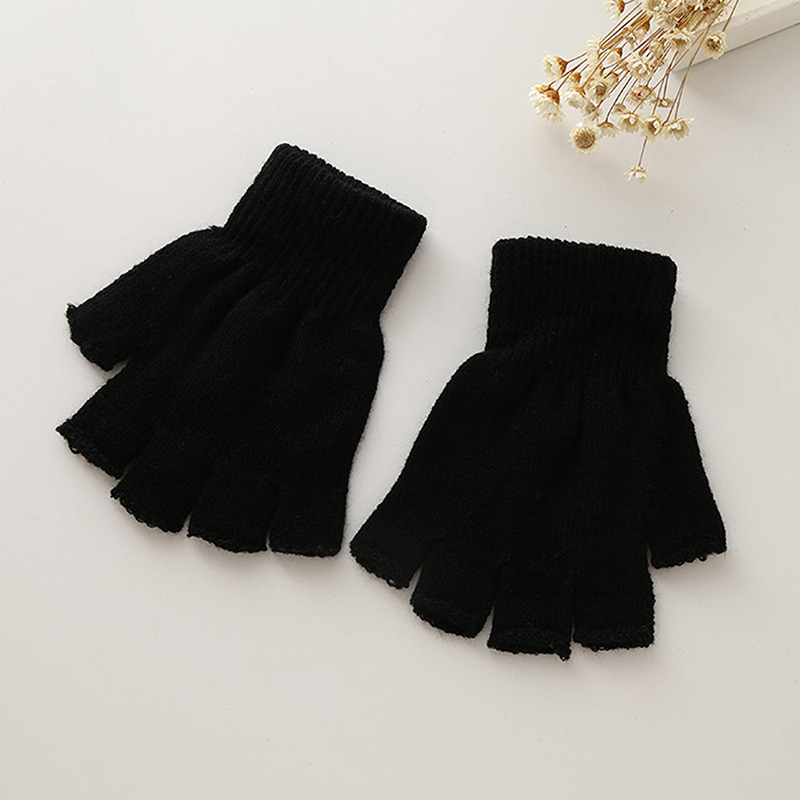 1Pair Unisex Black Half Finger - Street Fashion Gloves ulasan dan harga