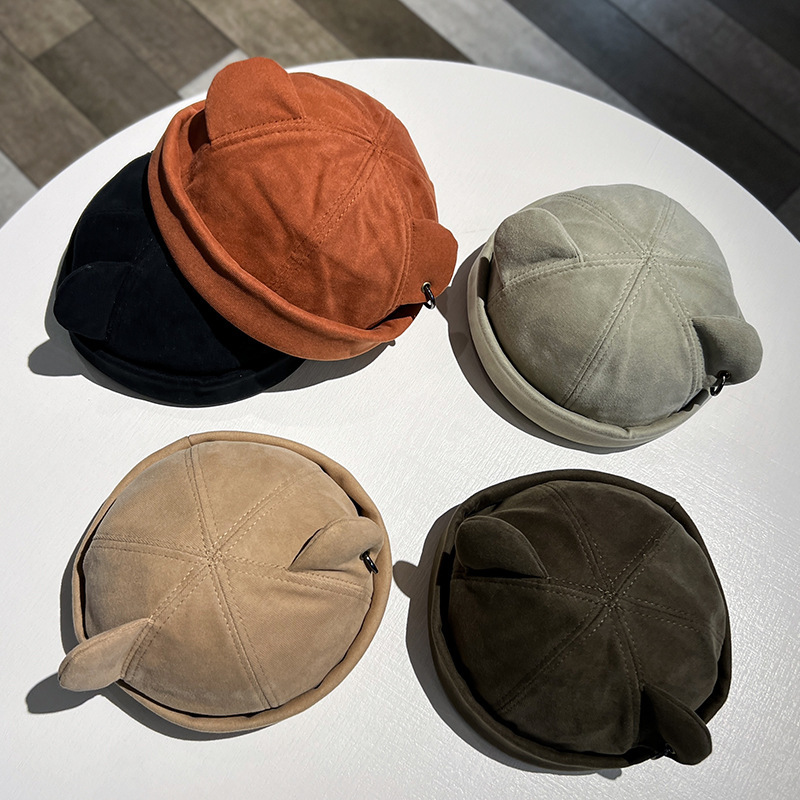 Unisex Cat Ear Cute Dome Caps  - Bucket Hat Embroidered ulasan dan harga