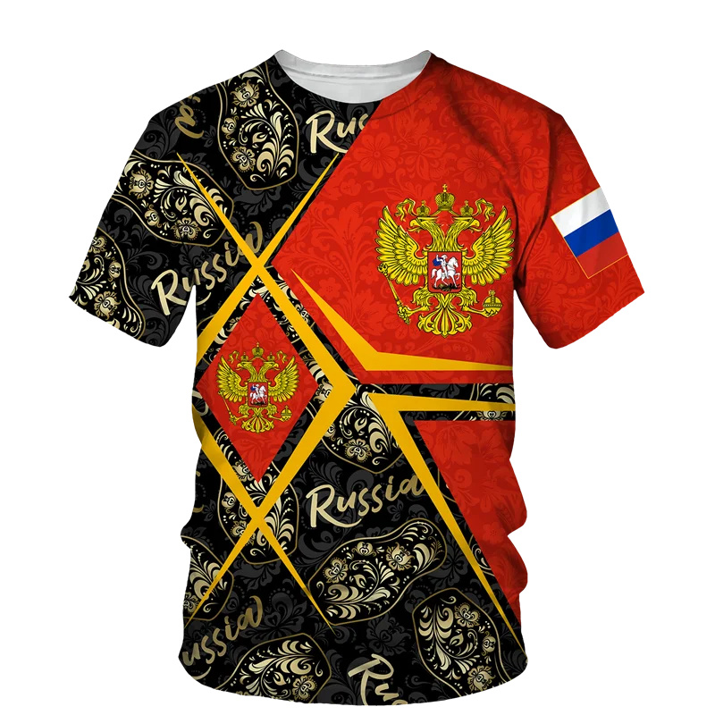 Russia Flag 3D Print T Shirt F - Street Fashion Russia ulasan dan harga