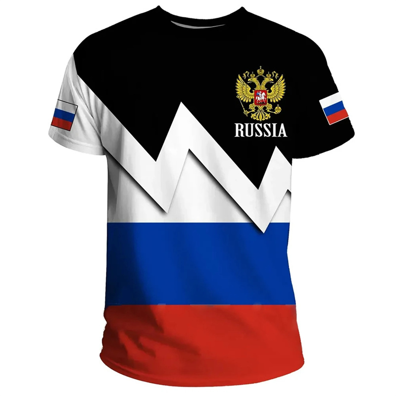 Russia Flag 3D Print T Shirt F - Street Fashion Russia ulasan dan harga
