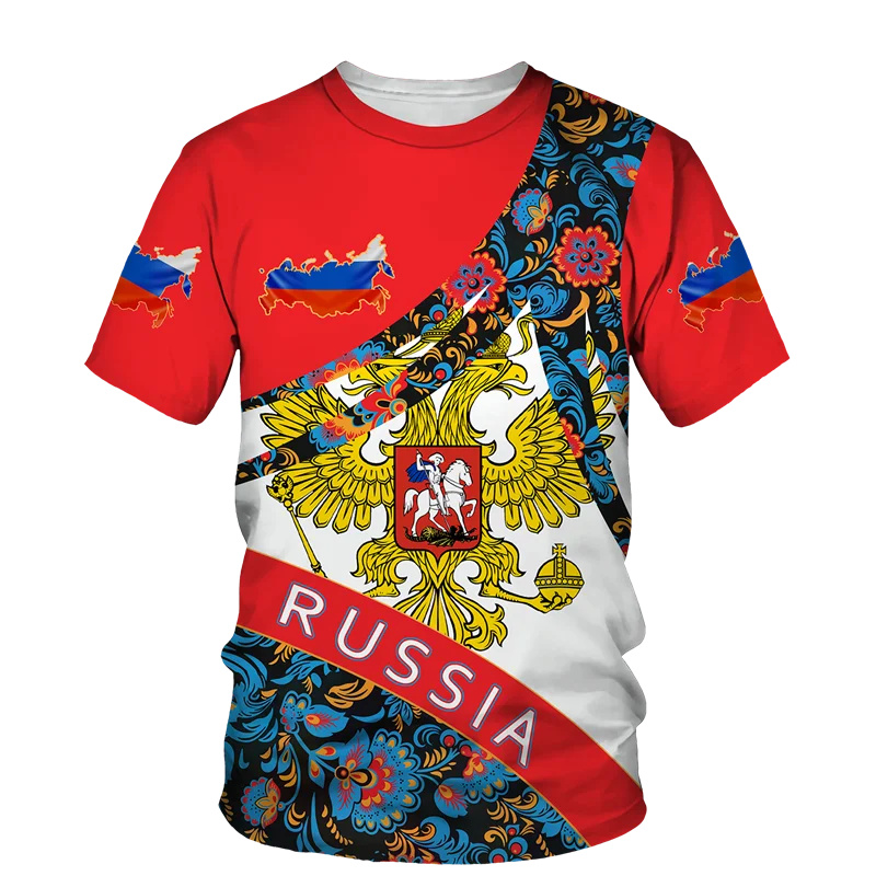 Russia Flag 3D Print T Shirt F - Street Fashion Russia ulasan dan harga