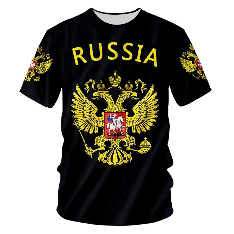 Russia Flag 3D Print T Shirt F - Street Fashion Russia ulasan dan harga