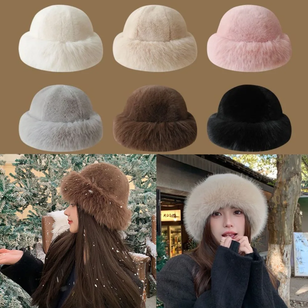 Women's Fluffy Fur Bucket Hat  - Bucket Hat Embroidered ulasan dan harga