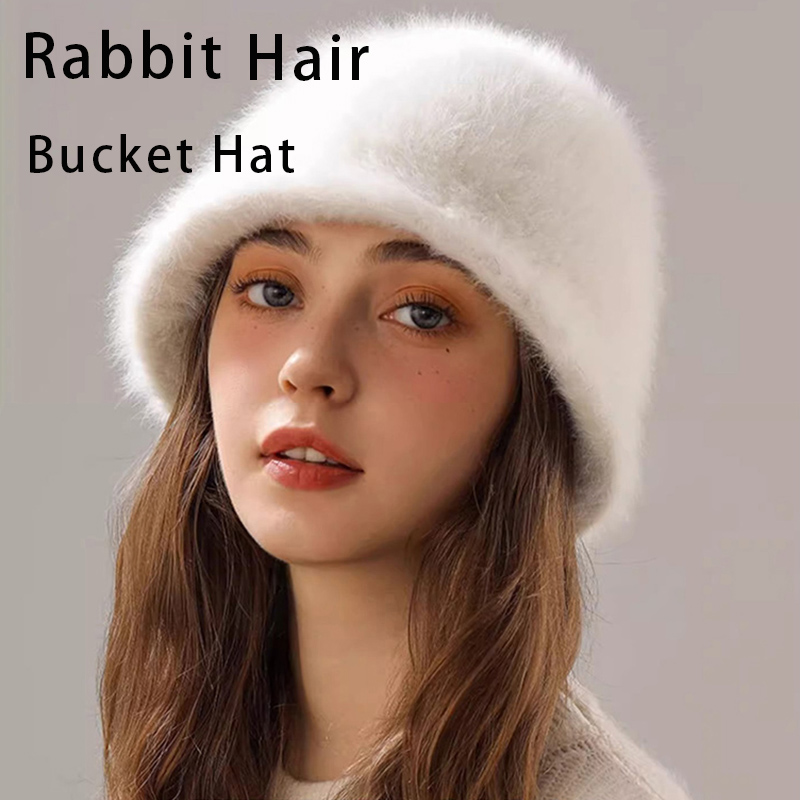 Winter Rabbit Hair Bucket Hat  - Street Fashion Russia ulasan dan harga