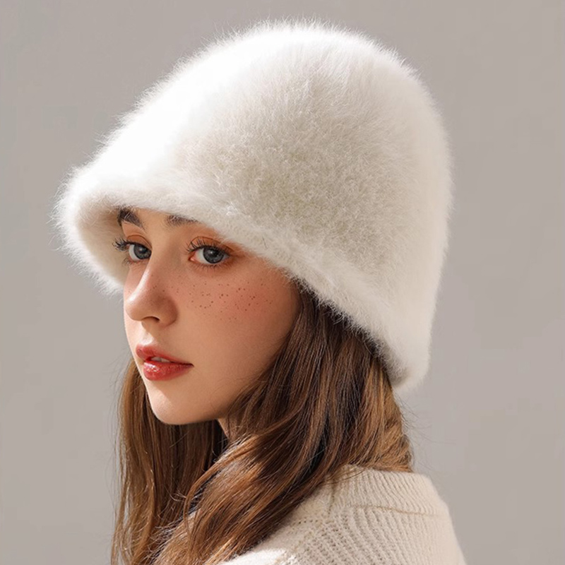 Winter Rabbit Hair Bucket Hat  - Street Fashion Russia ulasan dan harga