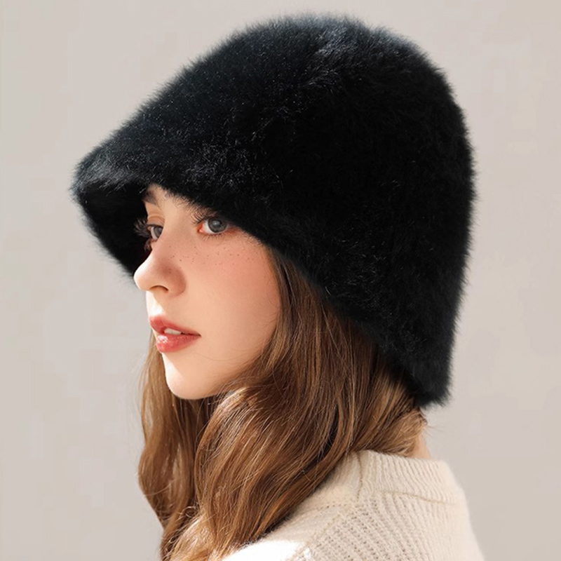 Winter Rabbit Hair Bucket Hat  - Street Fashion Russia ulasan dan harga