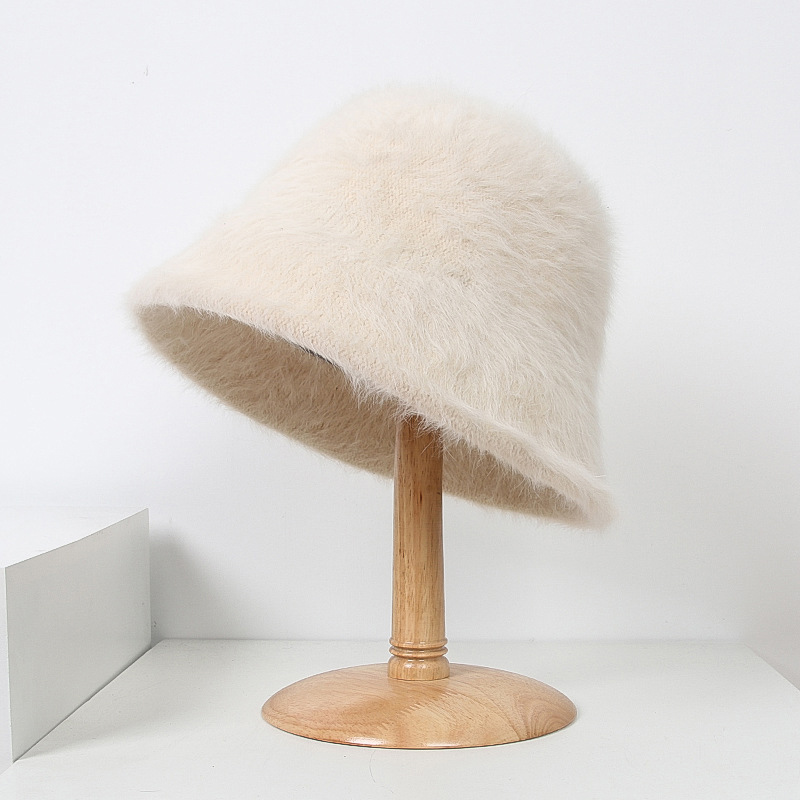 Winter Rabbit Hair Bucket Hat  - Street Fashion Russia ulasan dan harga