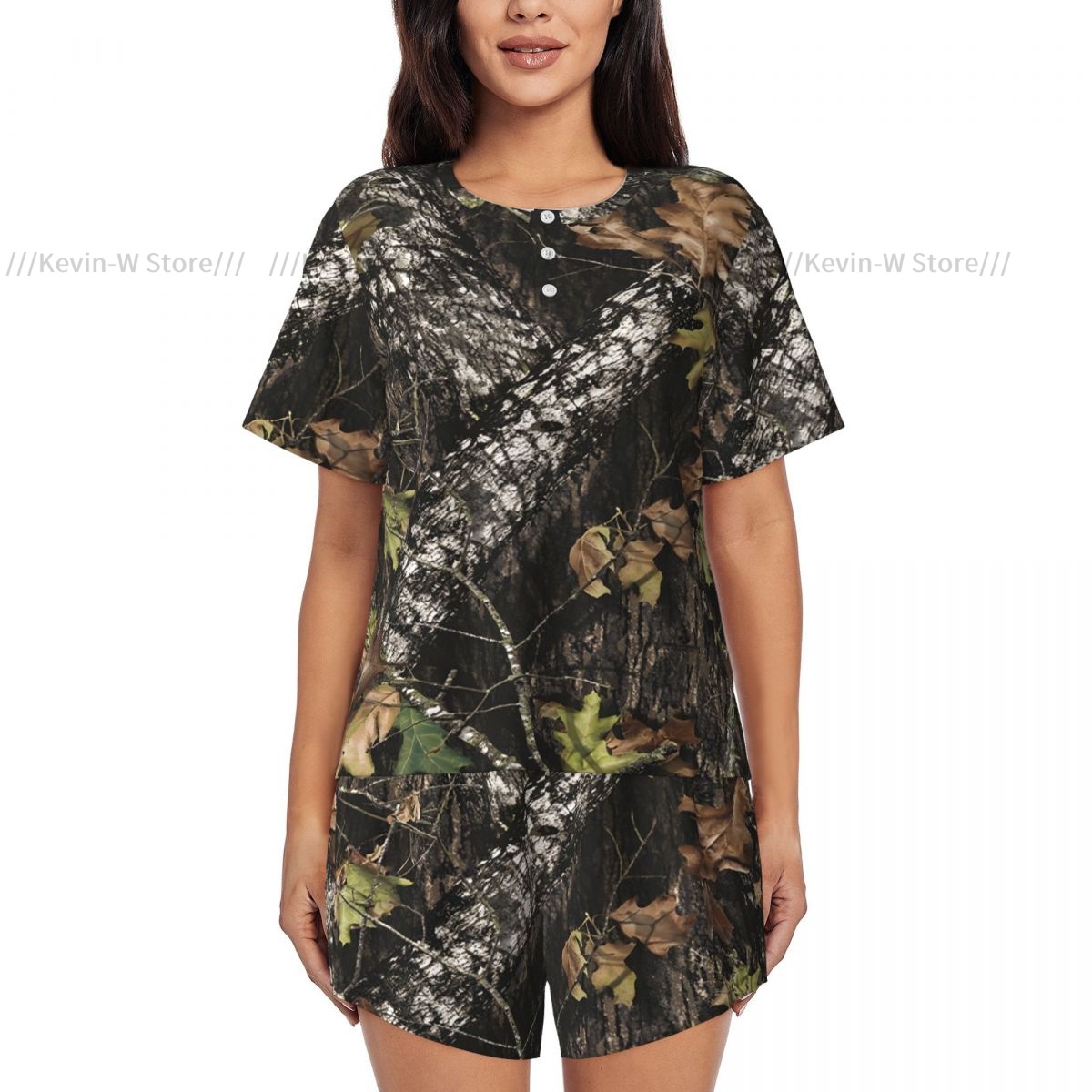 Two piece women's pajama round - Camo Pattern Set ulasan dan harga