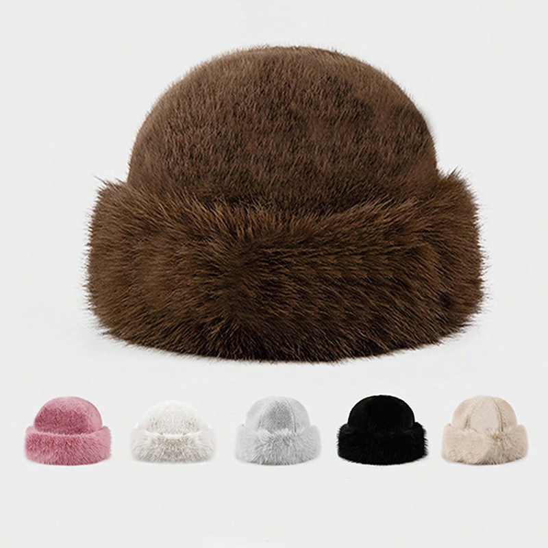Women's Fuzzy Wide Brim Faux F - Bucket Hat Embroidered ulasan dan harga