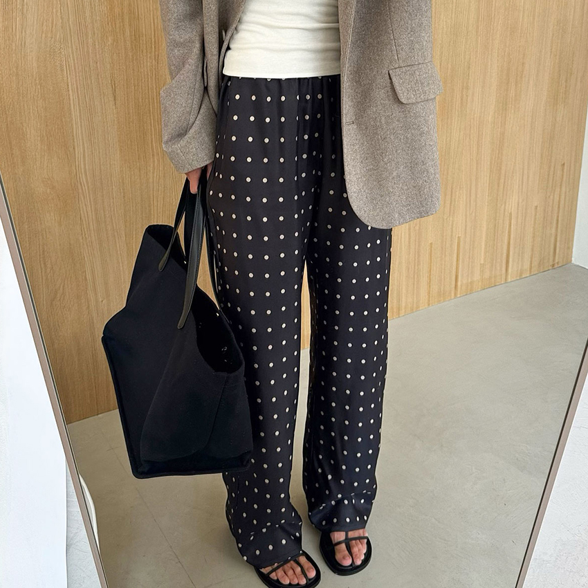 Casual Black Long Dot Pants Wo - Street Fashion Fall 2025 ulasan dan harga
