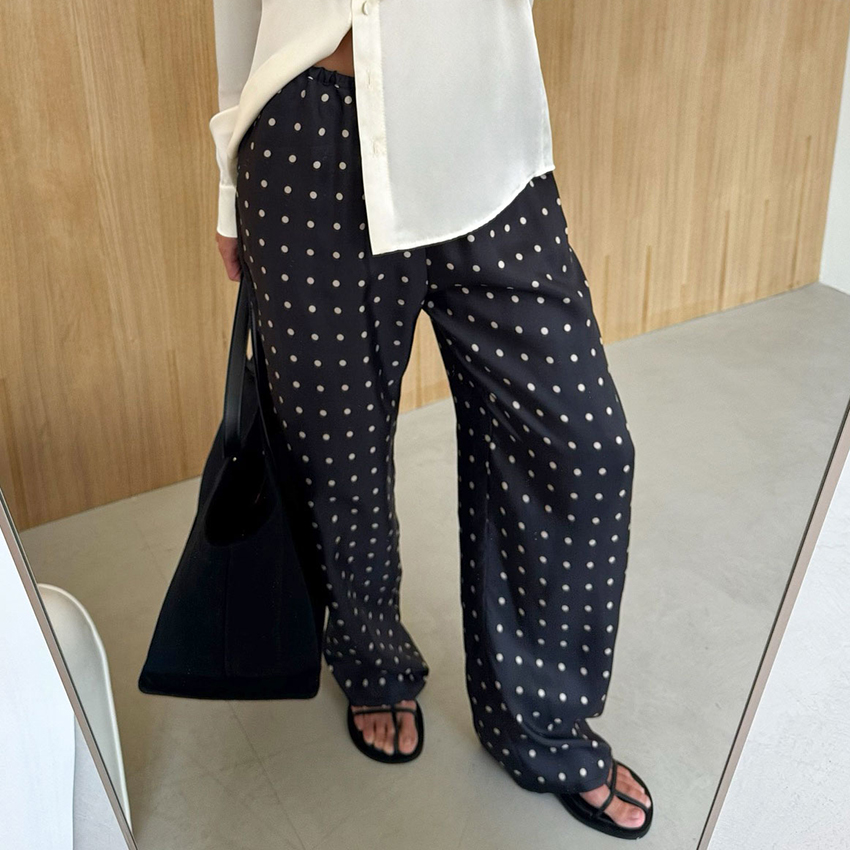 Casual Black Long Dot Pants Wo - Street Fashion Fall 2025 ulasan dan harga