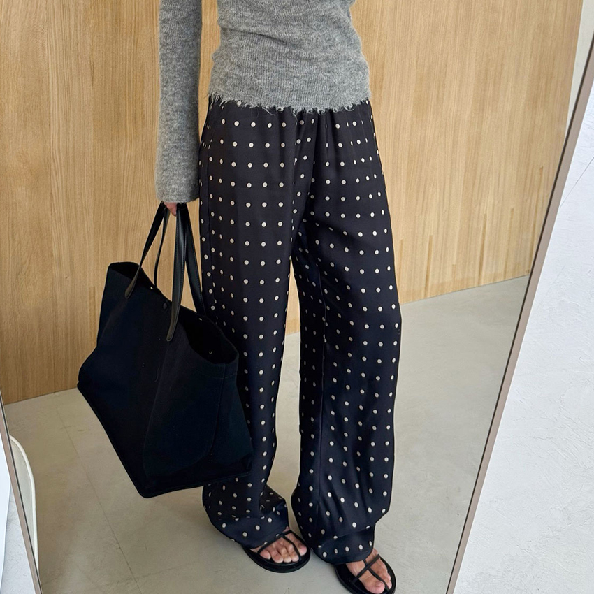 Casual Black Long Dot Pants Wo - Street Fashion Fall 2025 ulasan dan harga
