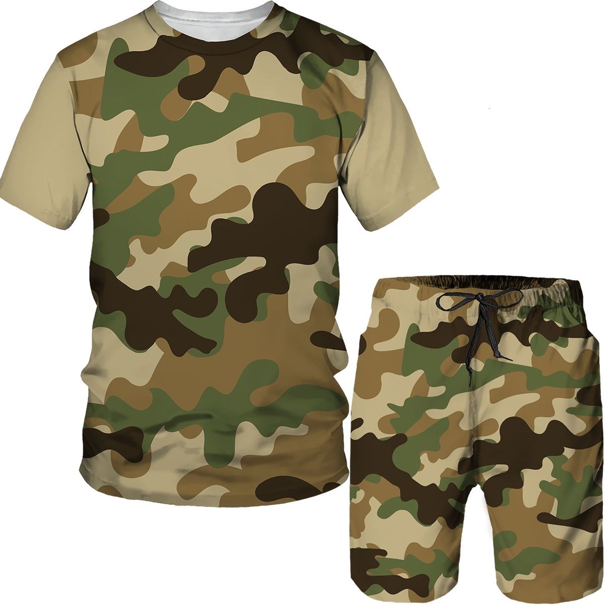 Men's Camouflage T-shirts Shor - Camo Pattern Set ulasan dan harga