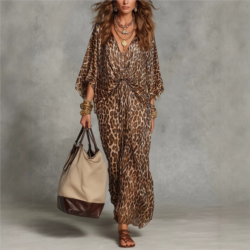 Fashion Leopard Print Dress Se - Italy Fashion Street ulasan dan harga