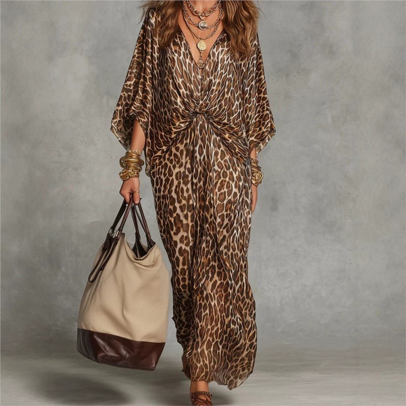 Fashion Leopard Print Dress Se - Italy Fashion Street ulasan dan harga