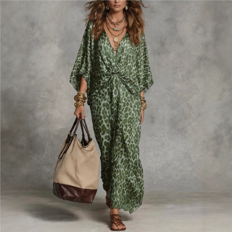 Fashion Leopard Print Dress Se - Italy Fashion Street ulasan dan harga