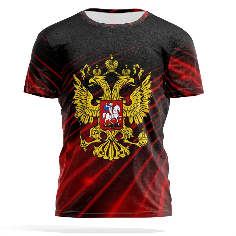 Russian Emblem Print T-shirt M - Street Fashion Russia ulasan dan harga