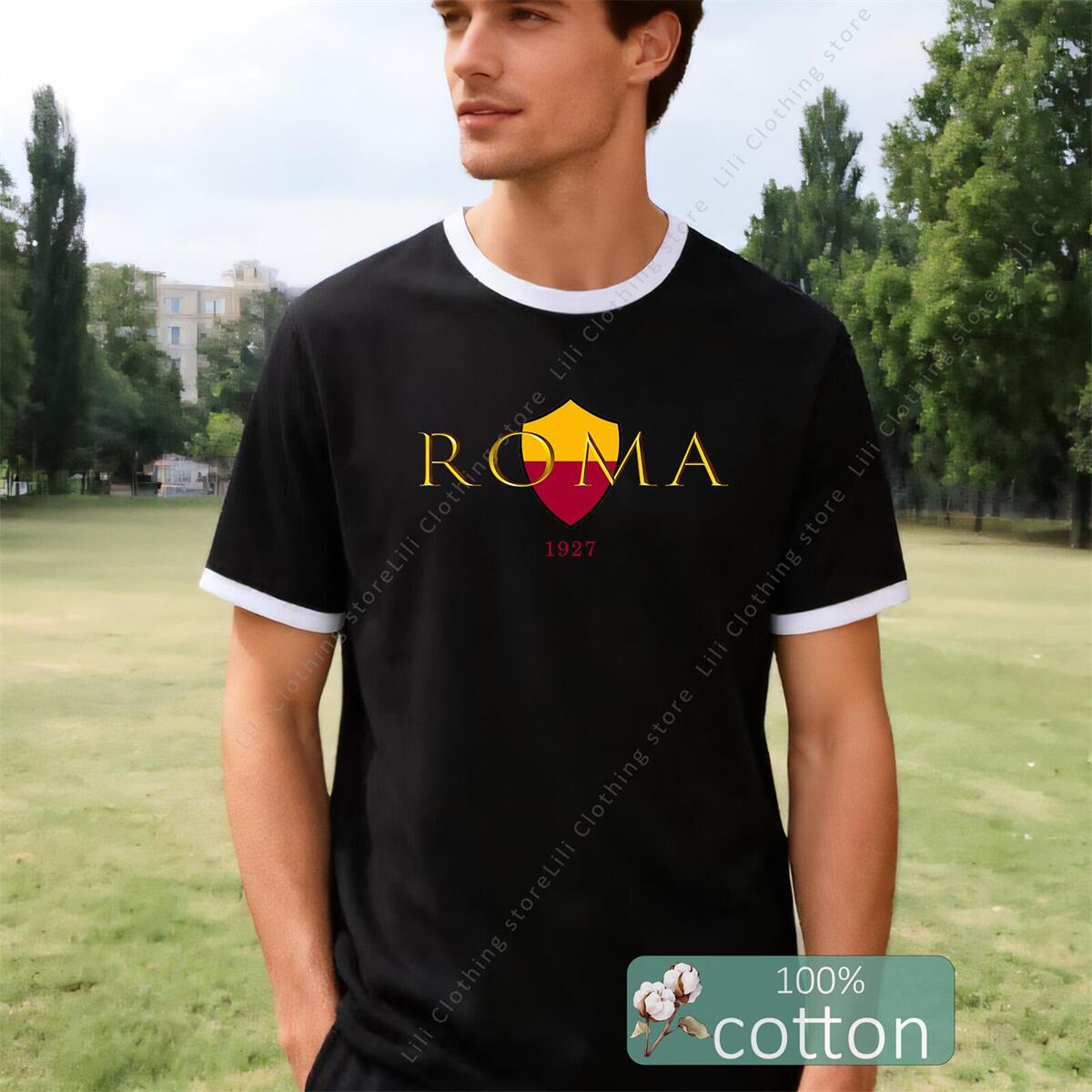 ROMA Letter Graphic Print Men' - Street Fashion Roma ulasan dan harga