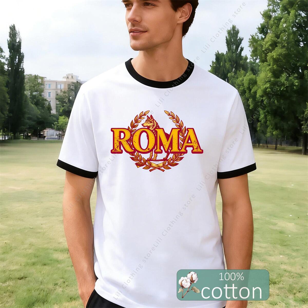 ROMA Letter Graphic Print Men' - Street Fashion Roma ulasan dan harga