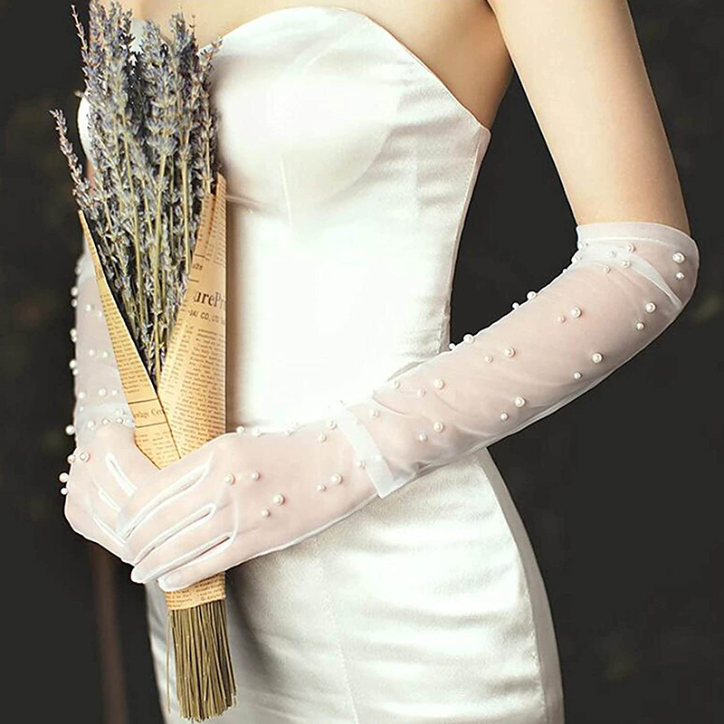 55CM Sexy Lace Thin Hollow Tra - Street Fashion Gloves ulasan dan harga