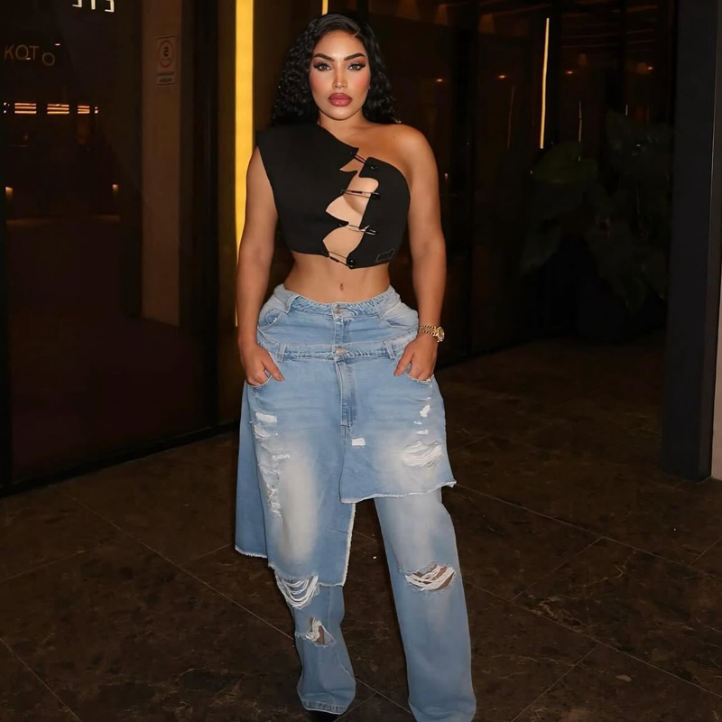 Fashion Denim Pants Women Stre - Street Fashion Fall 2025 ulasan dan harga