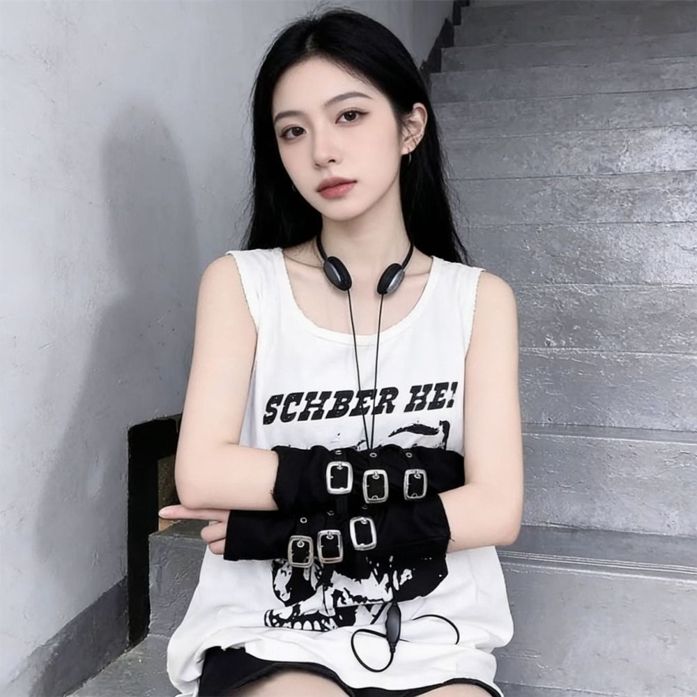 Y2K Black Fingerless Gloves Bu - Street Fashion Gloves ulasan dan harga