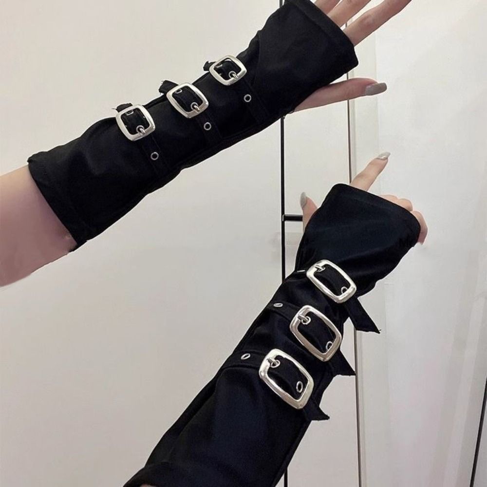 Y2K Black Fingerless Gloves Bu - Street Fashion Gloves ulasan dan harga