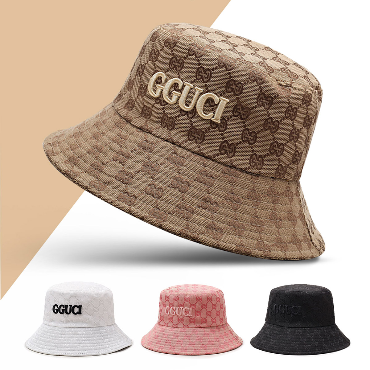 Unisex Black and White Embroid - Bucket Hat Embroidered ulasan dan harga