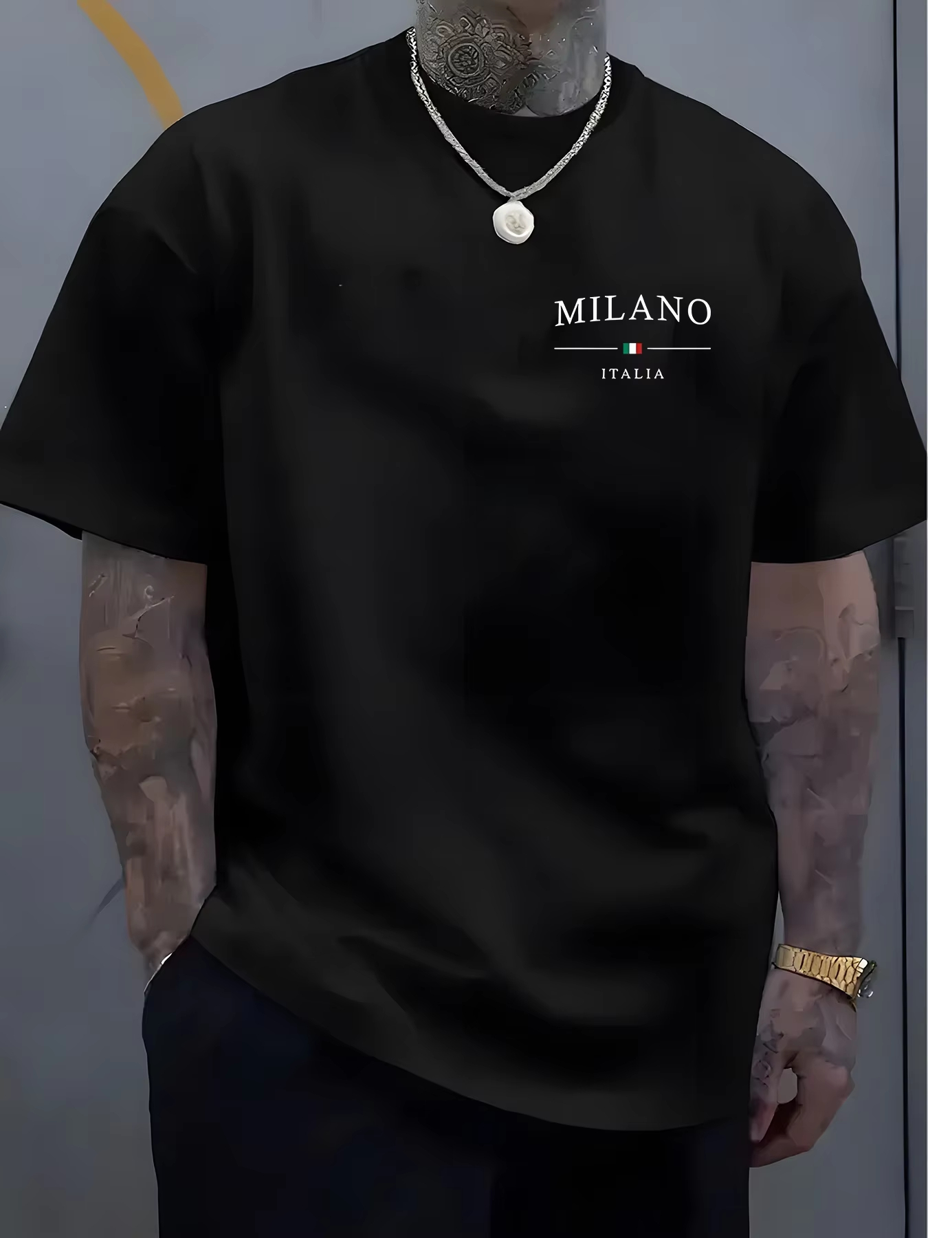 Men's casual short-sleeved T-s - Street Fashion Milan ulasan dan harga
