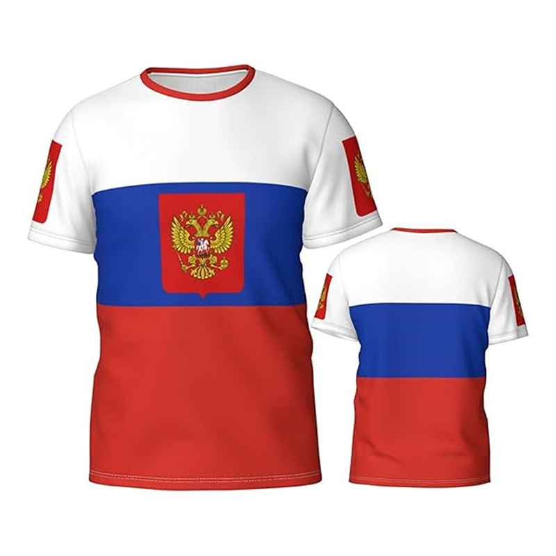 Russian Flag 3D Print T-shirt  - Street Fashion Russia ulasan dan harga